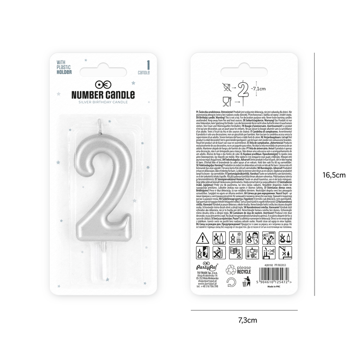 Silver number 2 candle