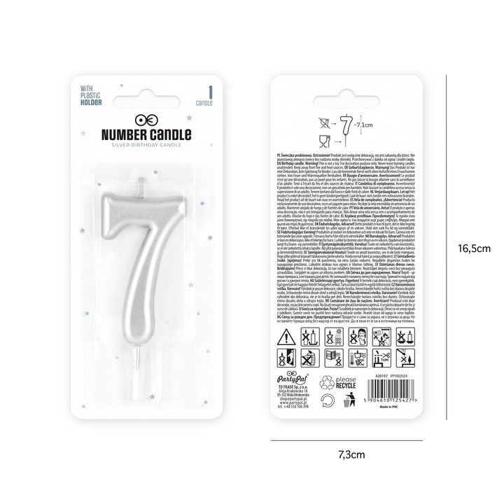 Silver number 7 candle