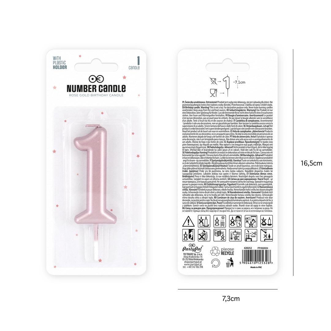 Rose gold number candle 1