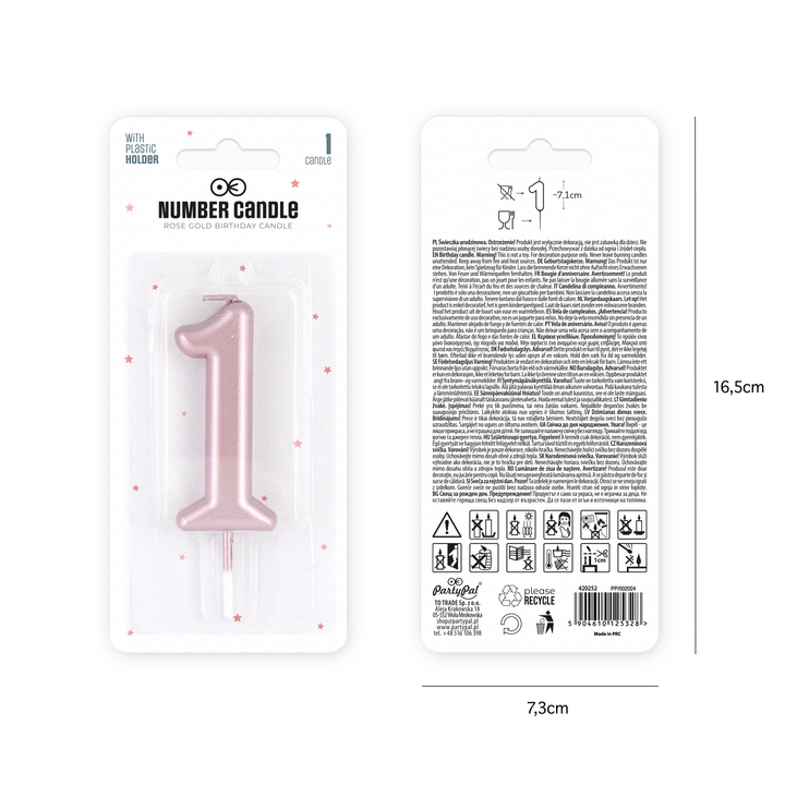 Rose gold number candle 1