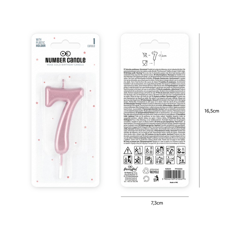 Rose gold number 7 candle