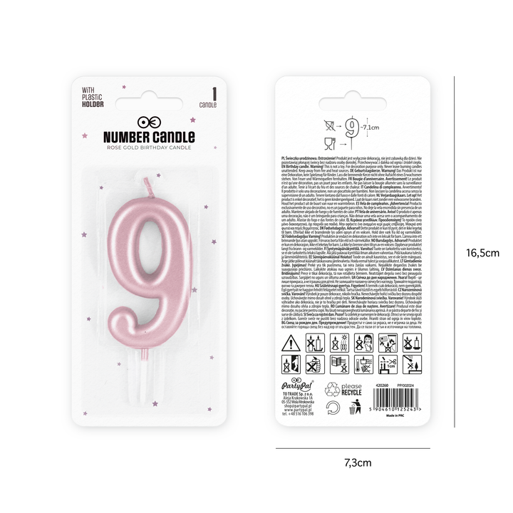 Rose gold number 9 candle