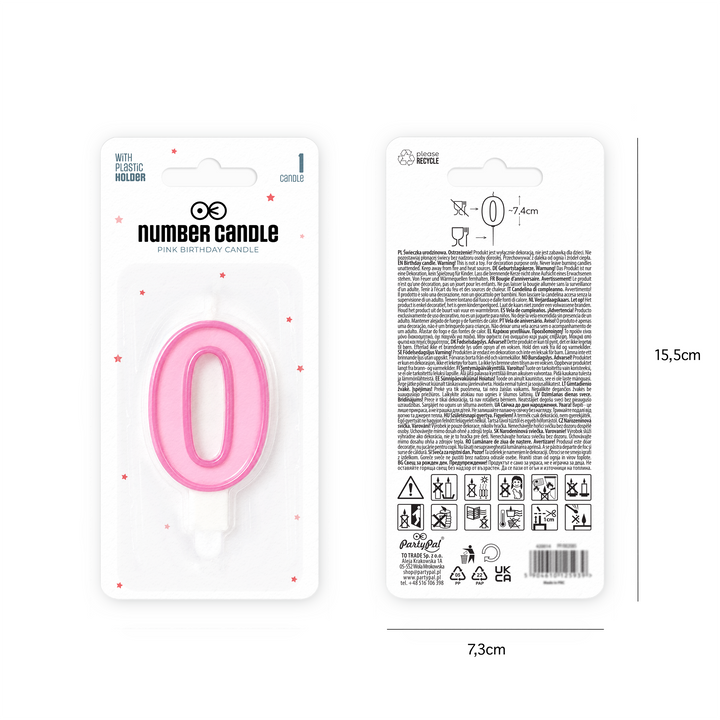 Pink number 0 candle