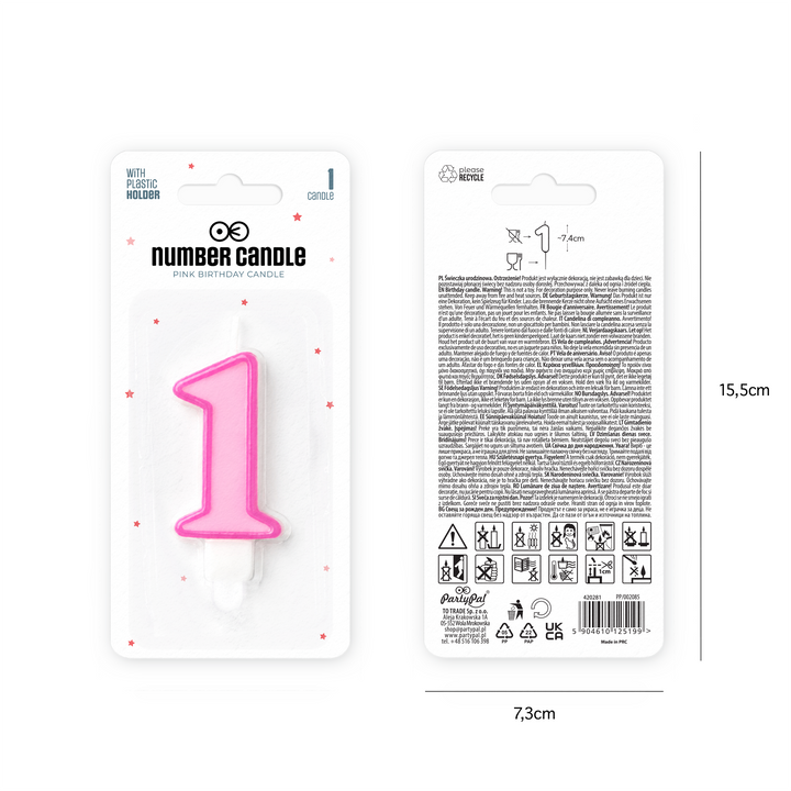 Pink number 1 candle