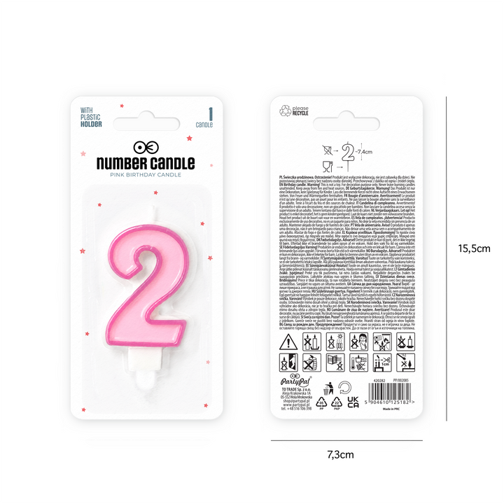 Pink number 2 candle