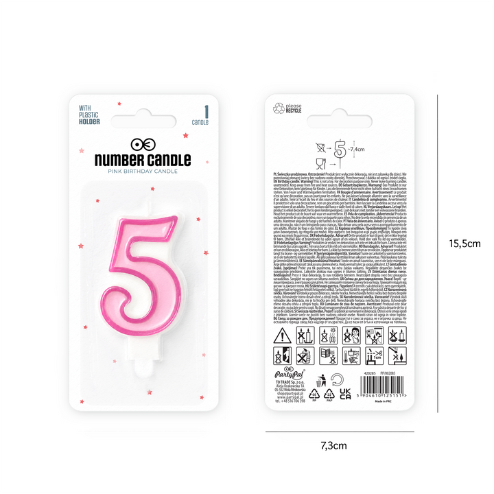 Pink number 5 candle