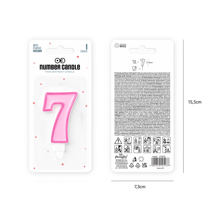 Pink number 7 candle