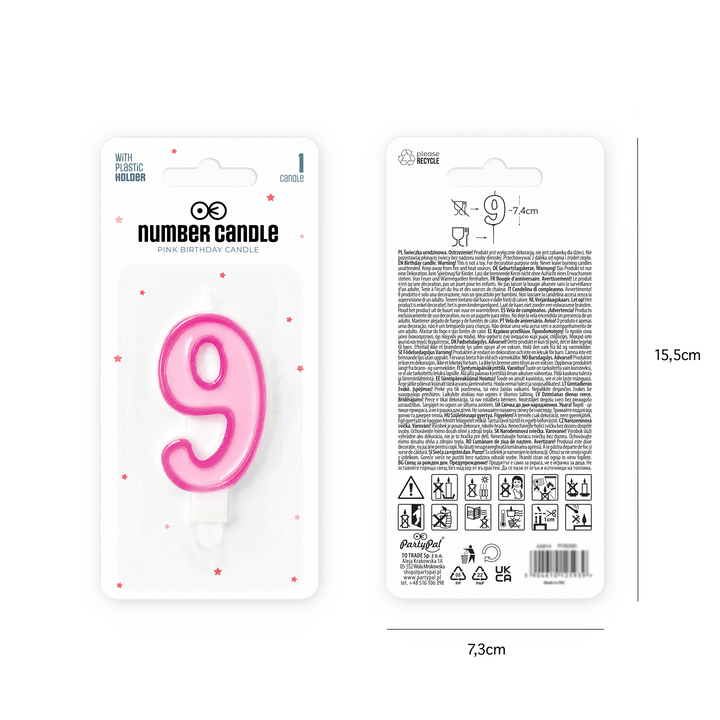 Pink number 9 candle
