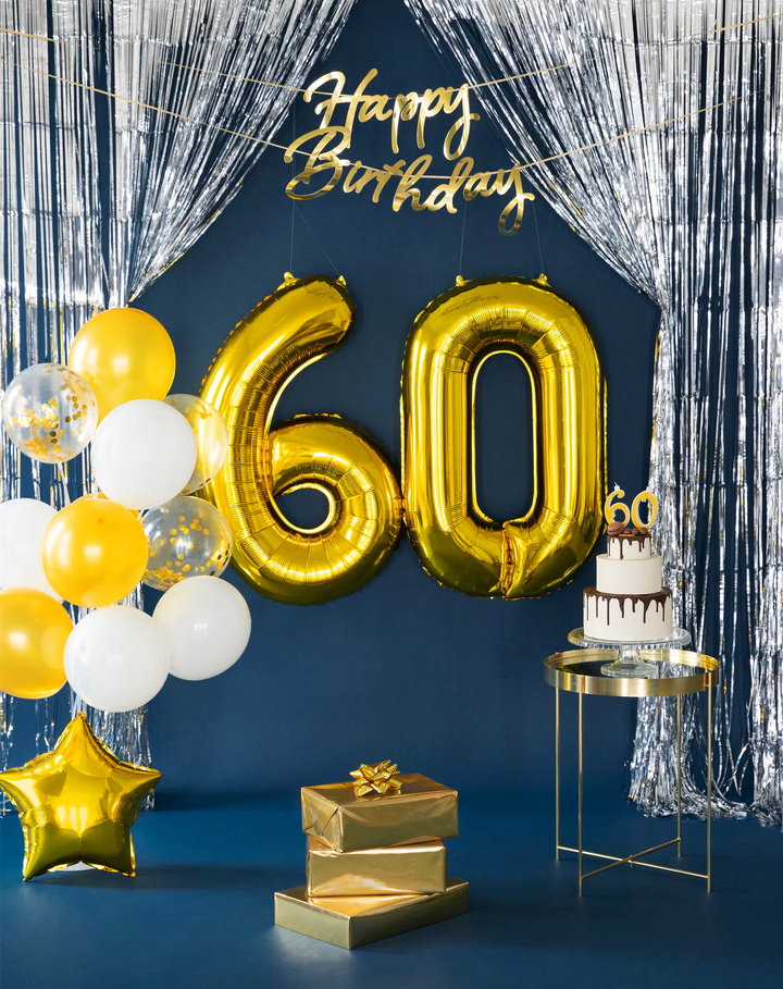 Large gold candle with glitter, number 6