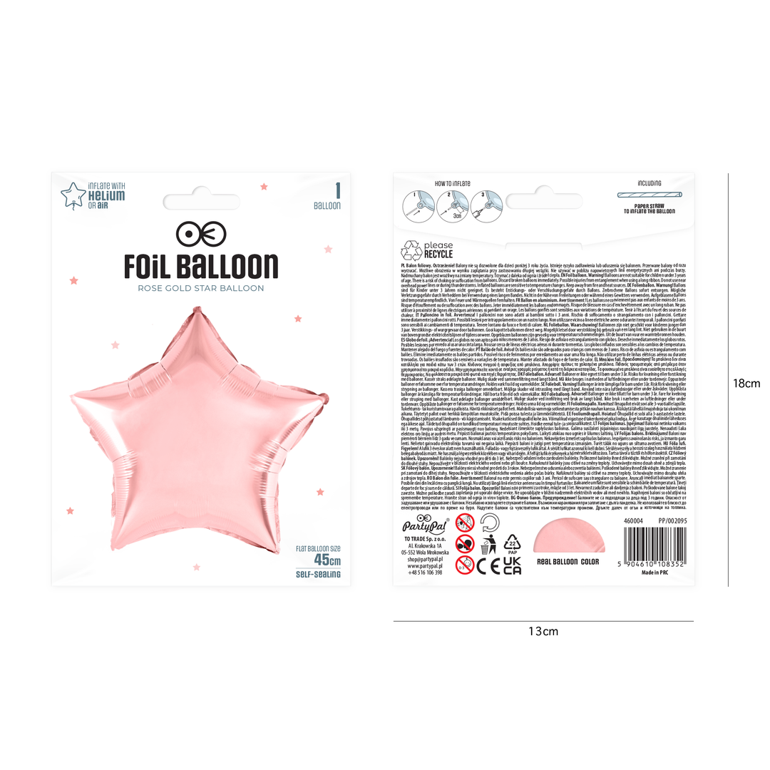 Balon foliowy Gwiazda rose gold 18cali