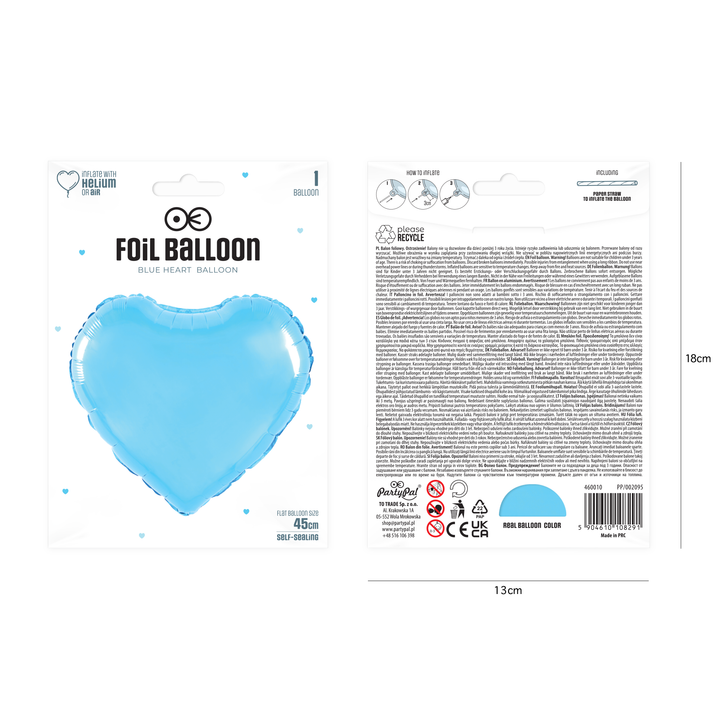 Balon foliowy Serce niebieski 18cali