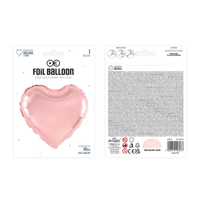 Balon foliowy Serce rose gold 18cali