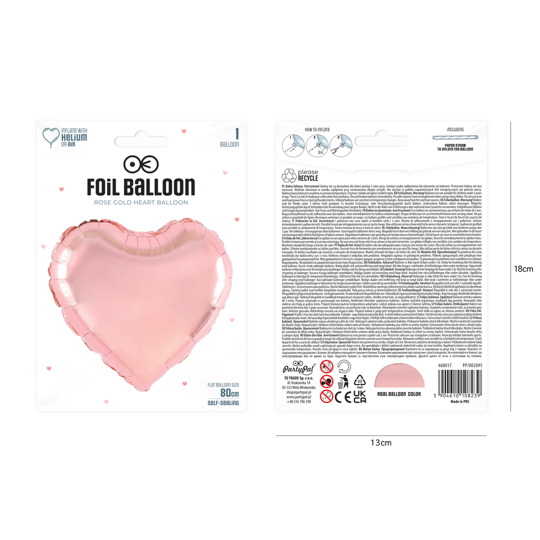 Balon foliowy Serce rose gold 32cali