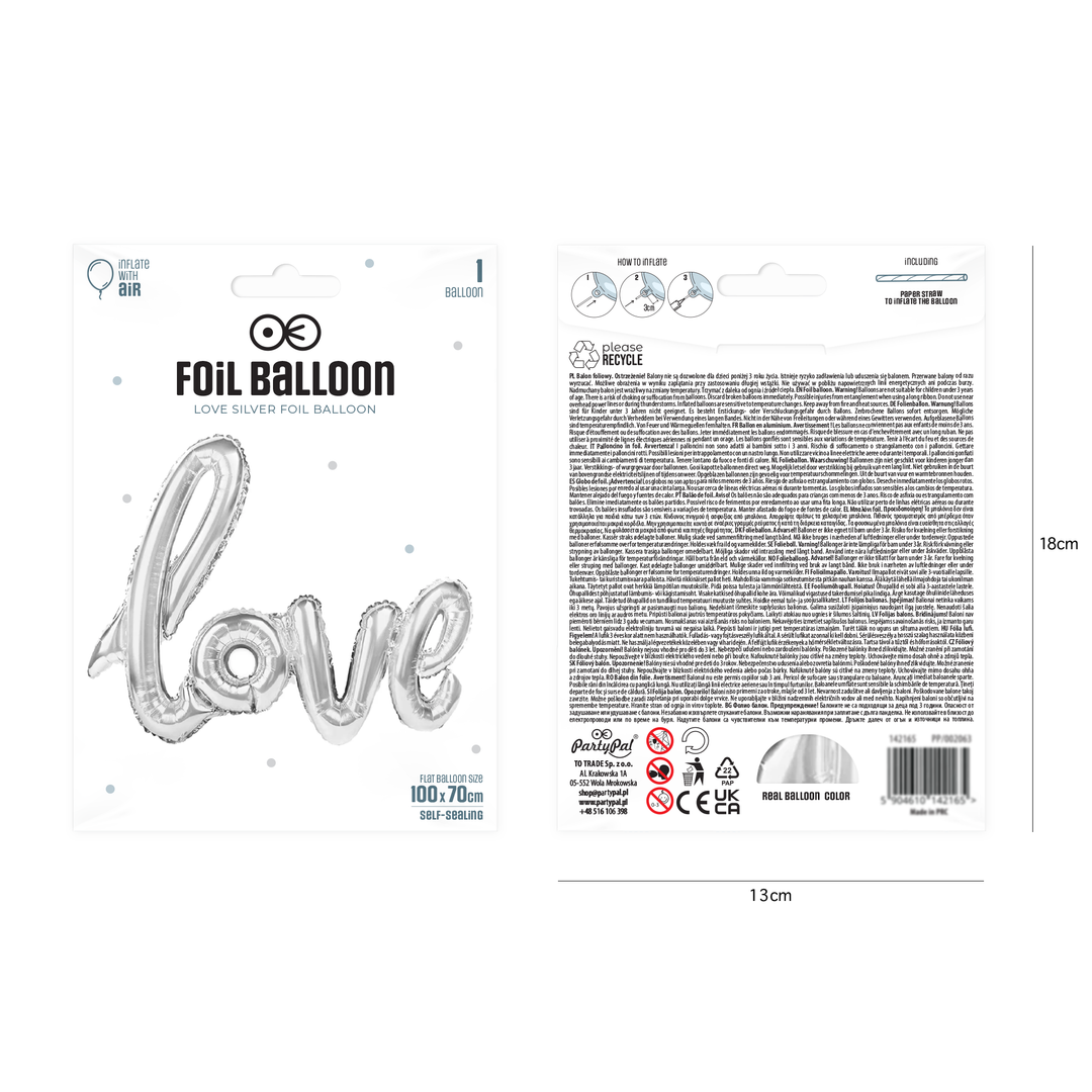 Balon foliowy napis love srebrny