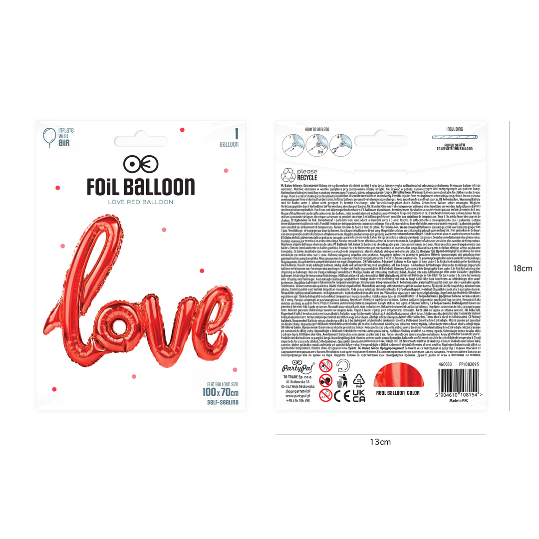 Balon foliowy napis love czerwony