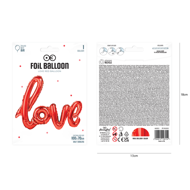 Balon foliowy napis love czerwony