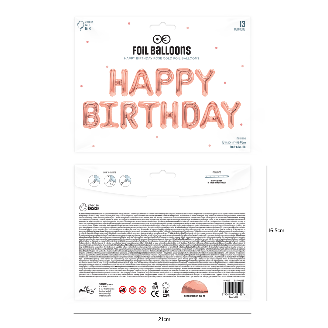 Balon foliowy napis HAPPY BIRTHDAY rose gold