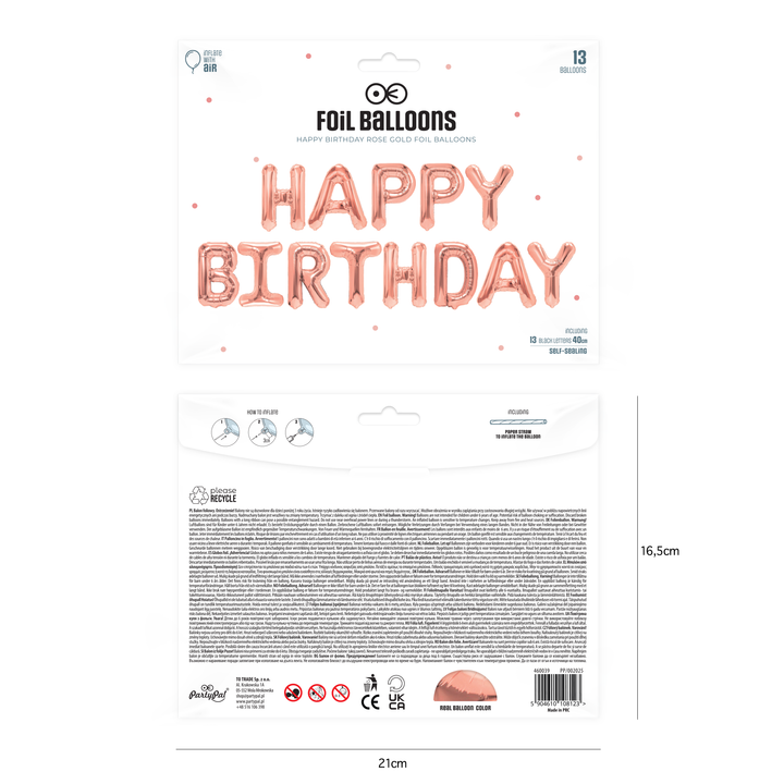 Balon foliowy napis HAPPY BIRTHDAY rose gold