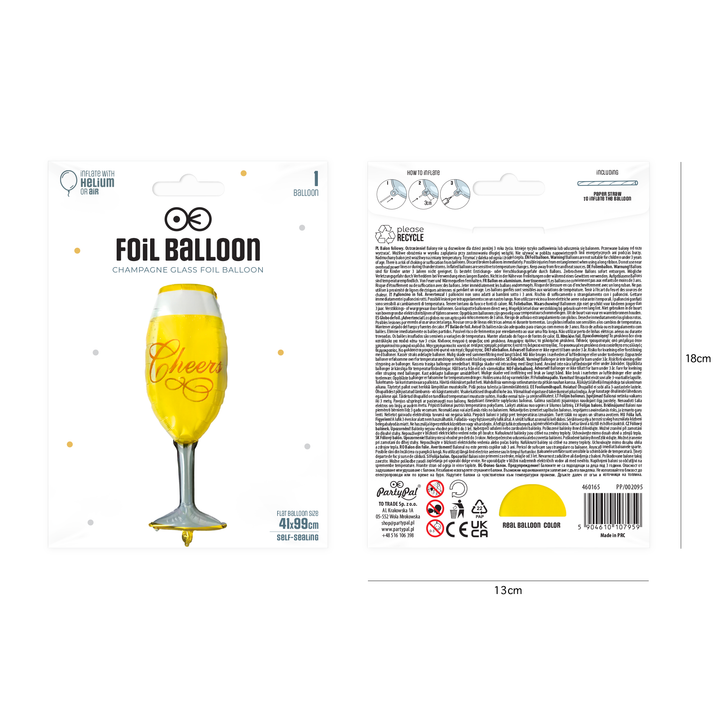 Balon foliowy Kieliszek Cheers 41x99cm