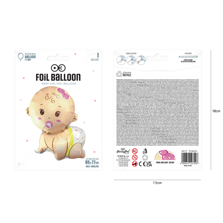 Balon foliowy Bobas dziewczynka 65x77cm