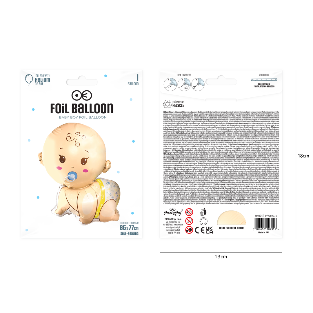 Balon foliowy Bobas chłopiec 65x77cm