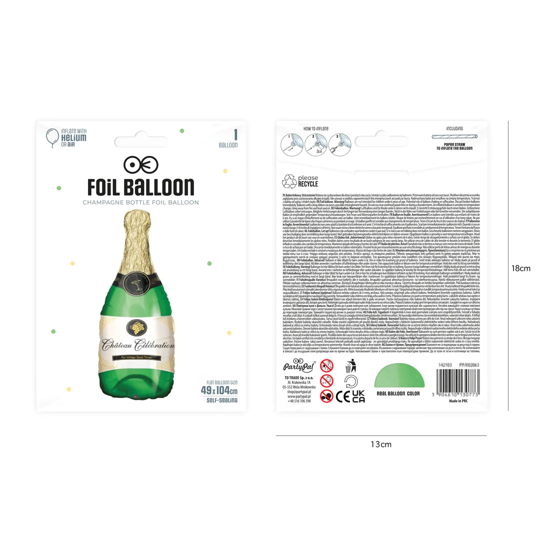 Balon foliowy Szampan Chateau Celebration 49x104cm