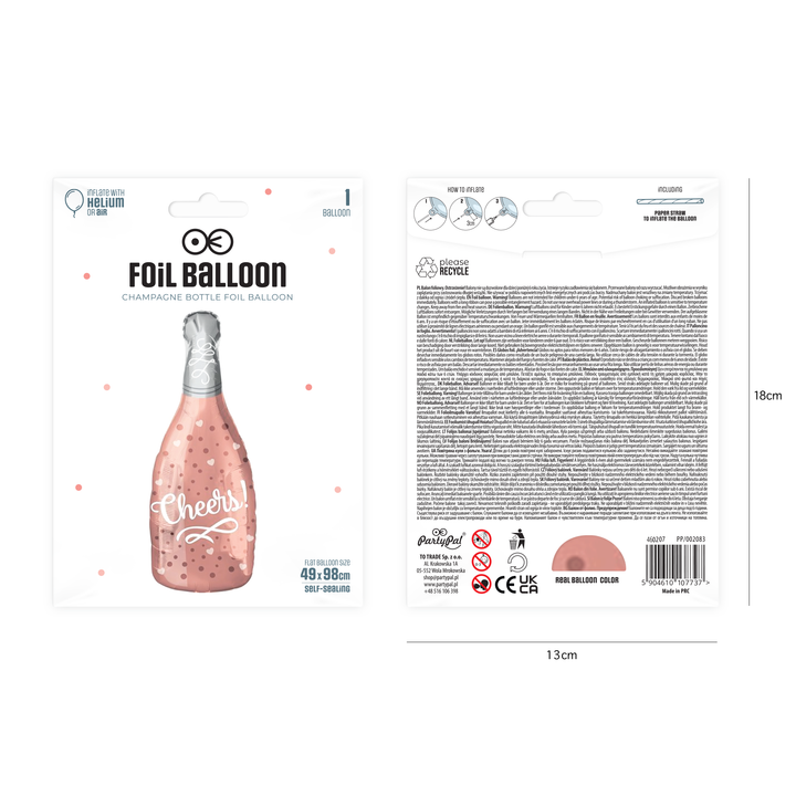 Balon foliowy Szampan Cheers 49x98 cm