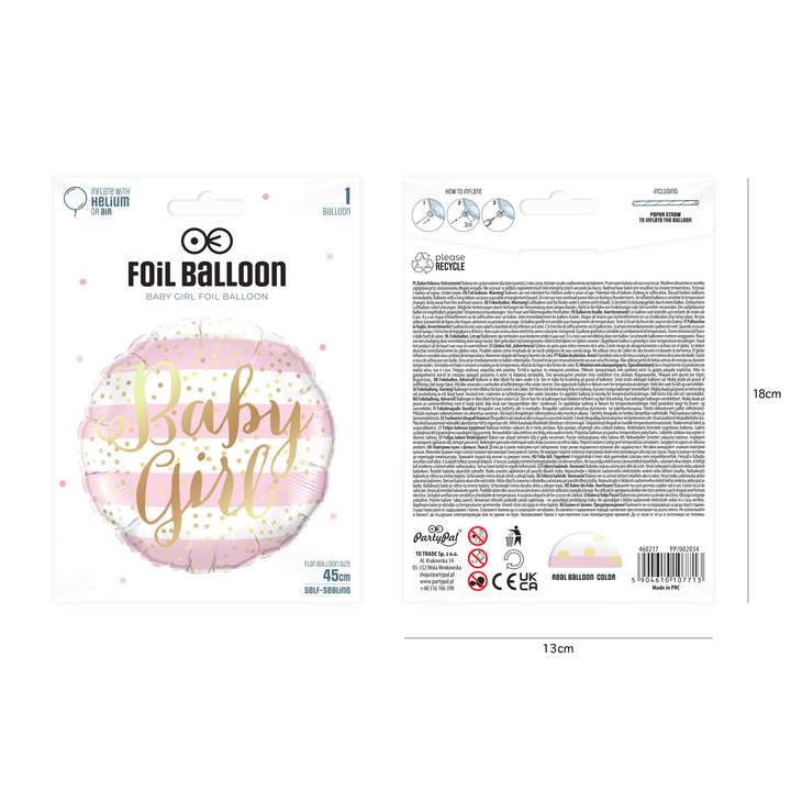 Balon foliowy Baby Girl złoty napis 18cali