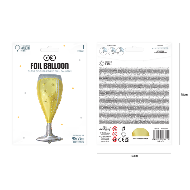 Folienballon „Weinglas“, 45 × 99 cm