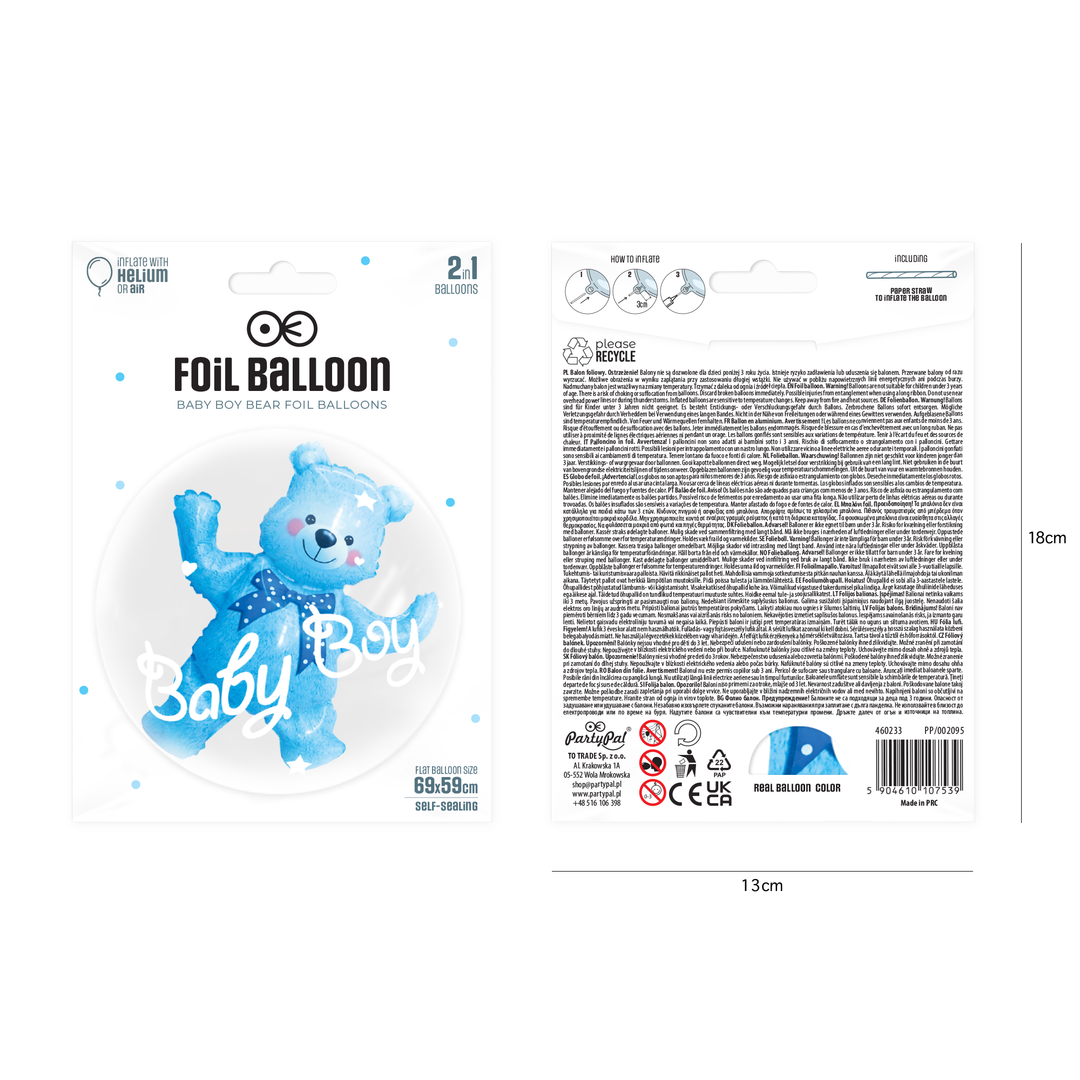 Balon foliowy baby Boy Miś 69x59cm