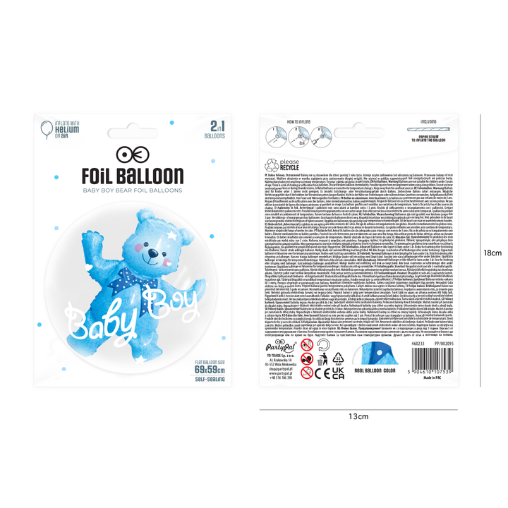 Balon foliowy baby Boy Miś 69x59cm