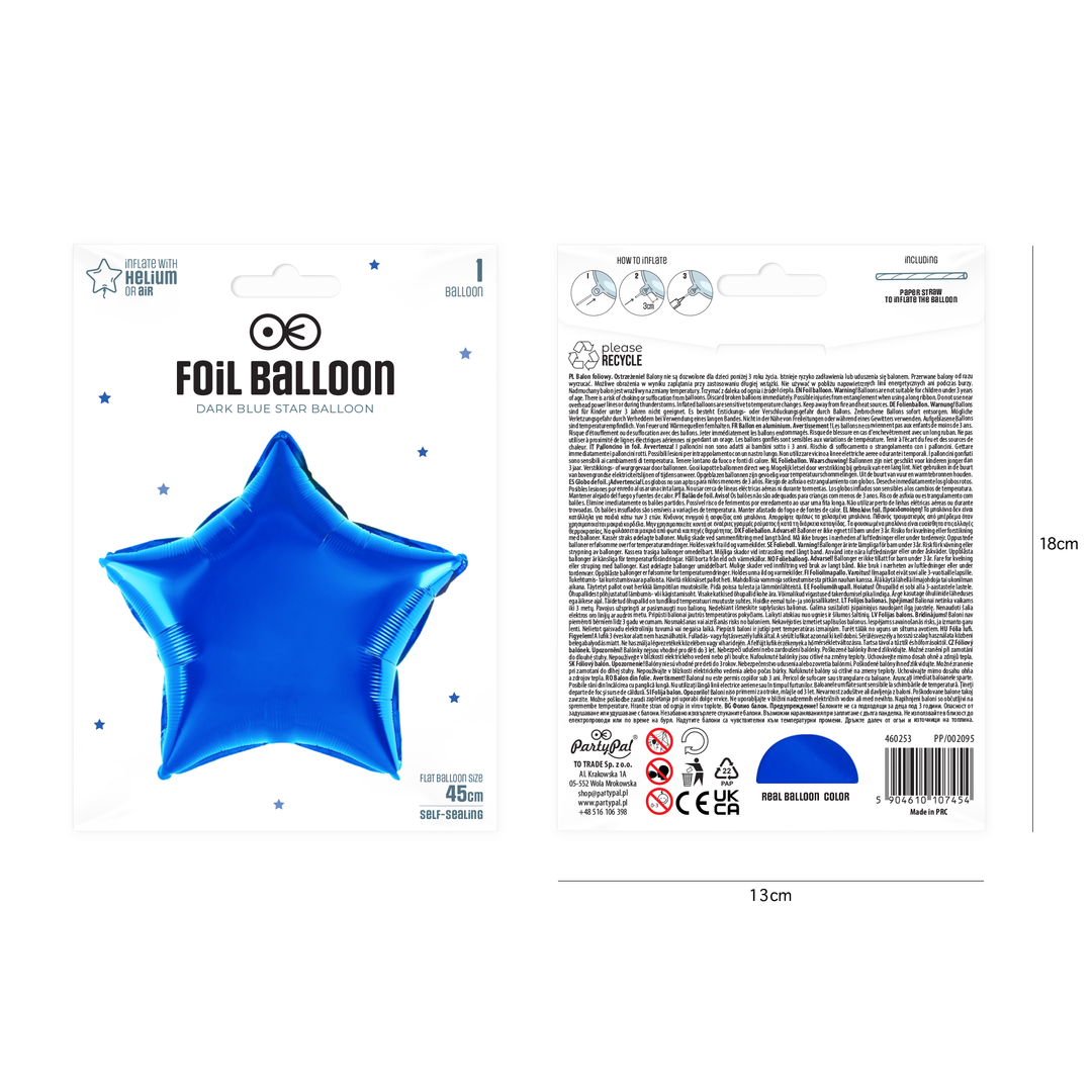 Balon foliowy Gwiazda ciemnoniebieski 18cali