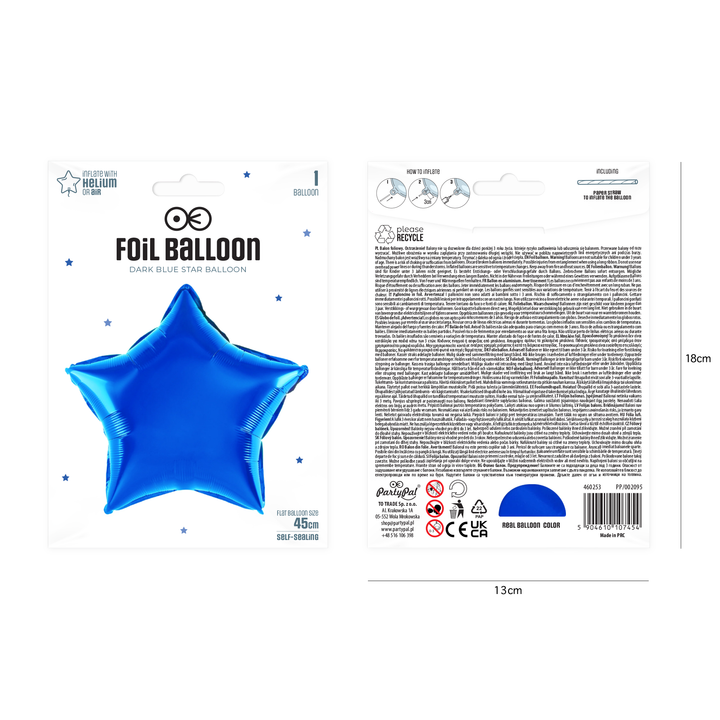 Balon foliowy Gwiazda ciemnoniebieski 18cali