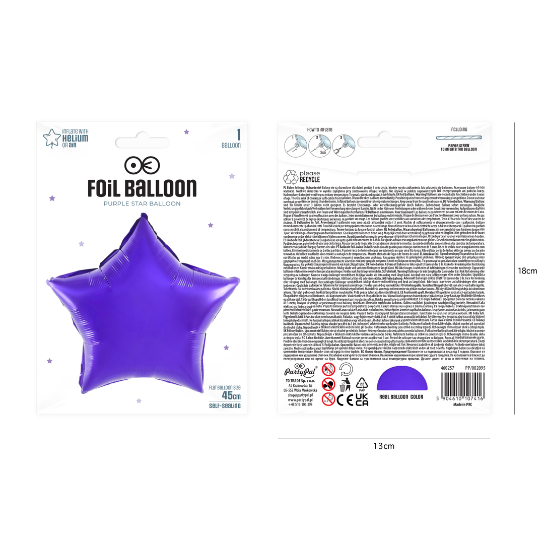 Balon foliowy Gwiazda fioletowy 18cali