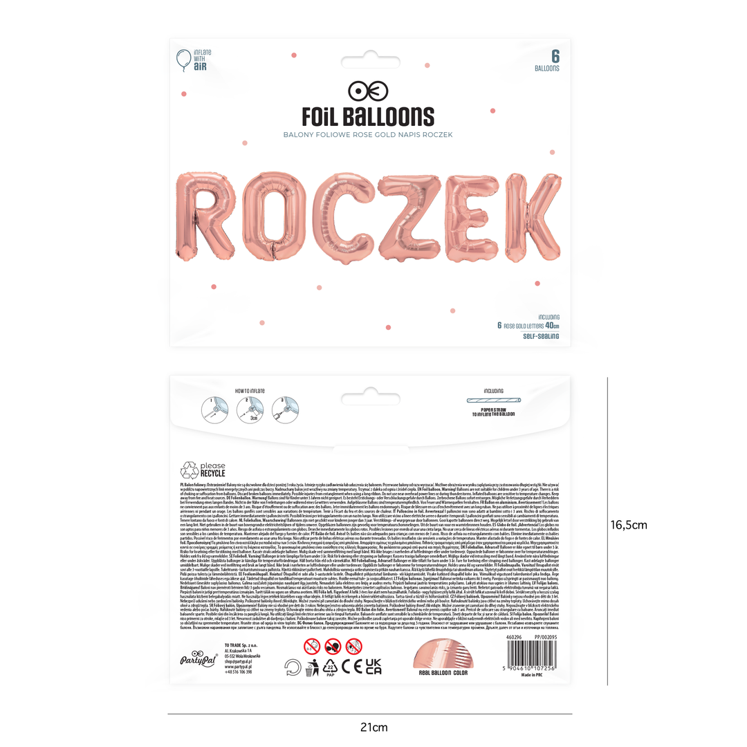 Balon foliowy napis ROCZEK rose gold