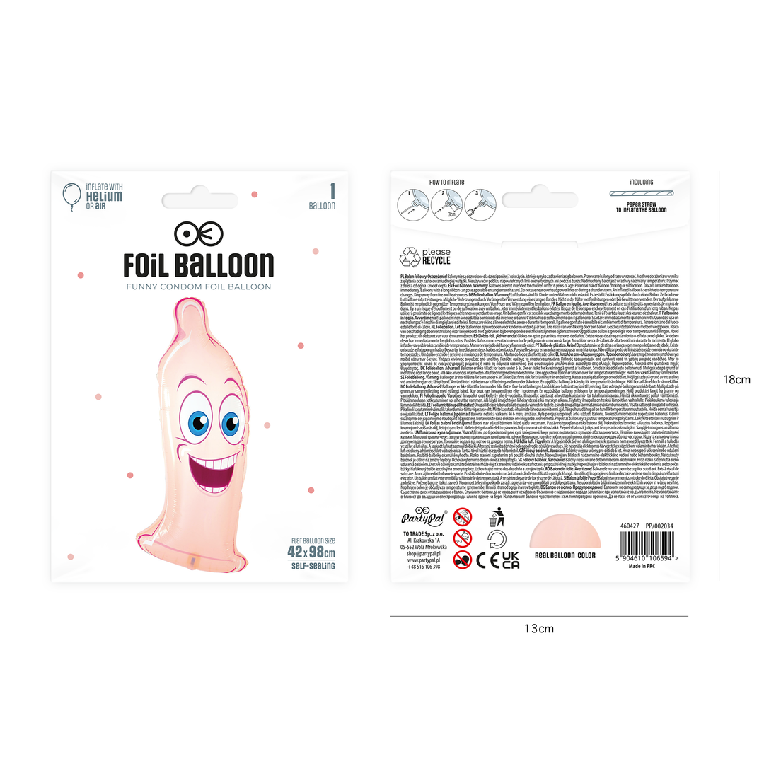Balony foliowy Prezerwatywa 42x98cm