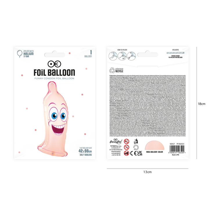 Balony foliowy Prezerwatywa 42x98cm