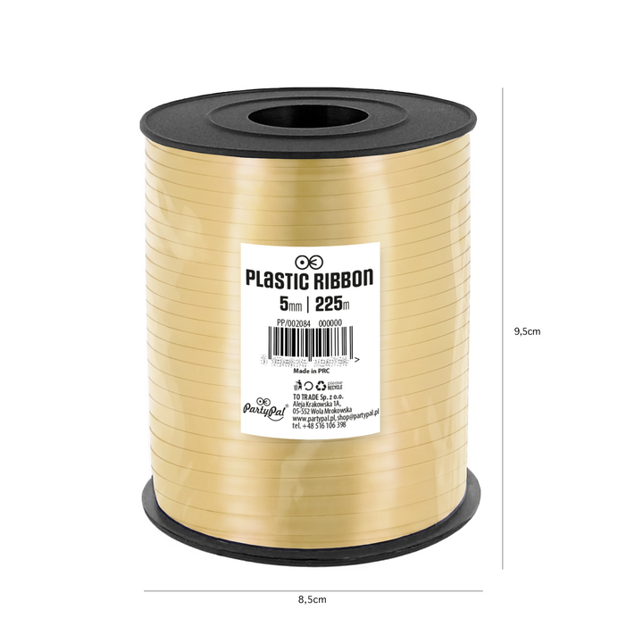 Gold plastic ribbon 225m