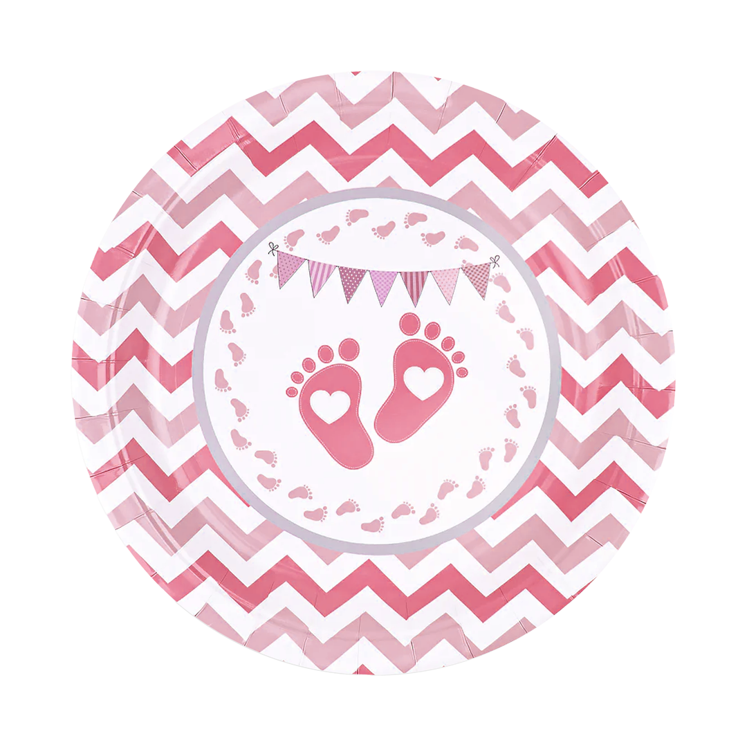 Baby Shower Paper Plate Feet Pink 7 inches 6 pcs.