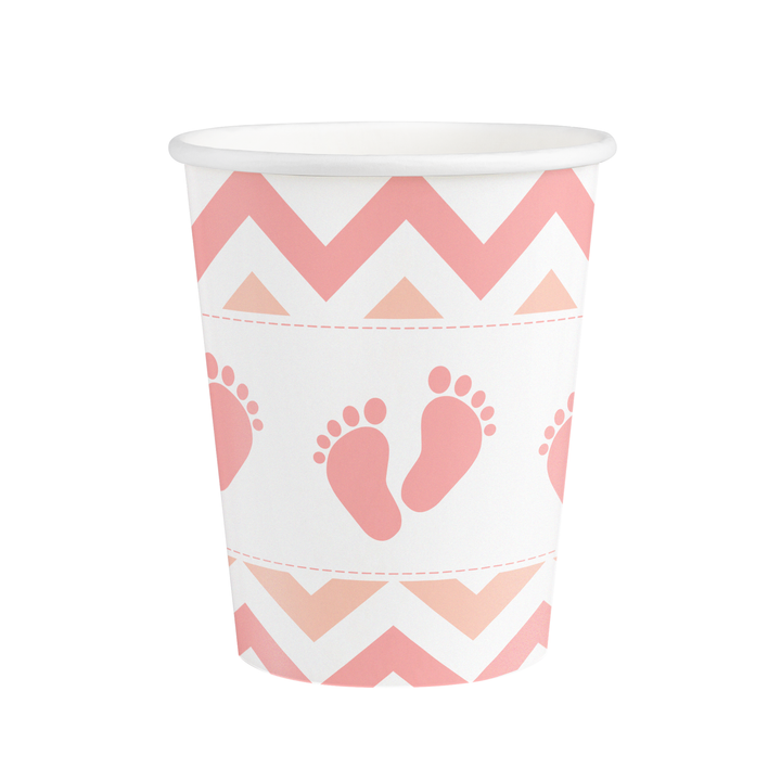 Kubek Baby Shower Stópki różowy 220ml 6szt.