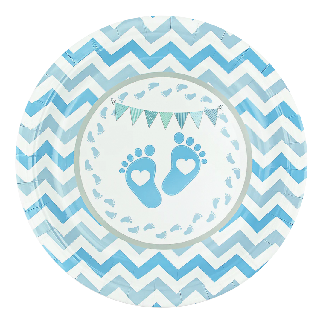 Baby Shower Paper Plate Feet Blue 9 inches 6 pcs.