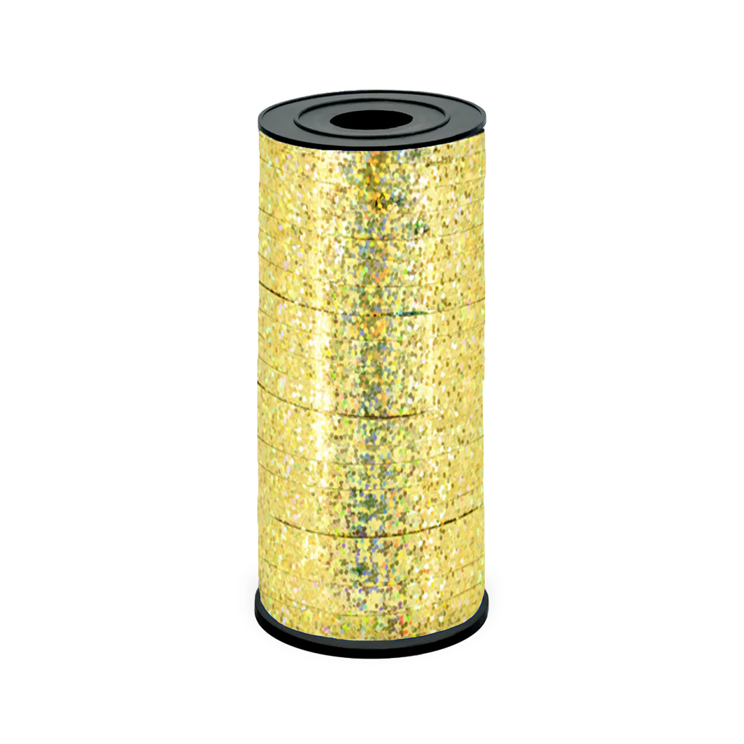 Holographic glitter gold plastic ribbon 92m