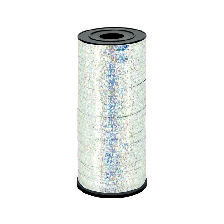 Holografisches, silbernes Glitzer-Kunststoffband, 92 m
