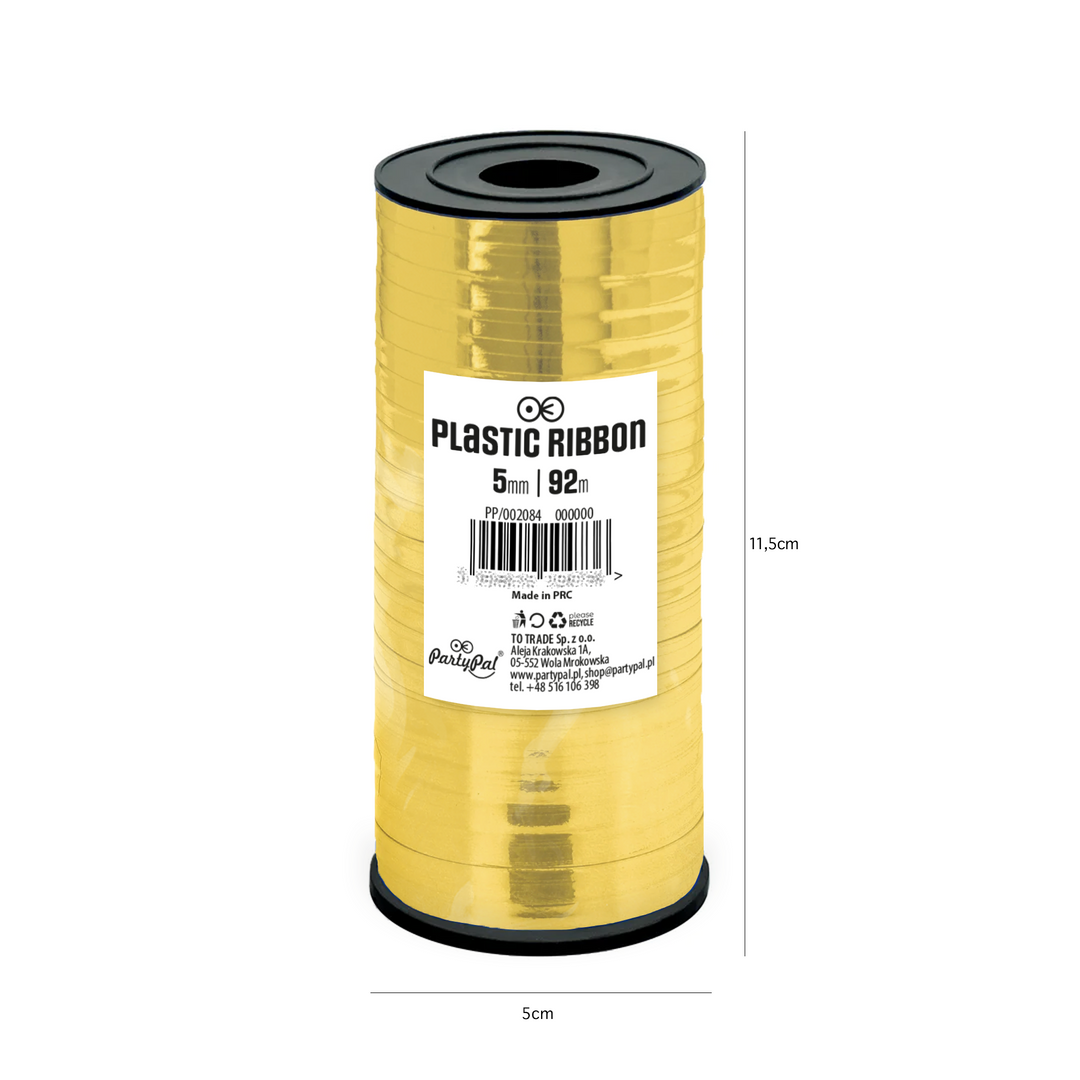 Shiny gold plastic ribbon 92m