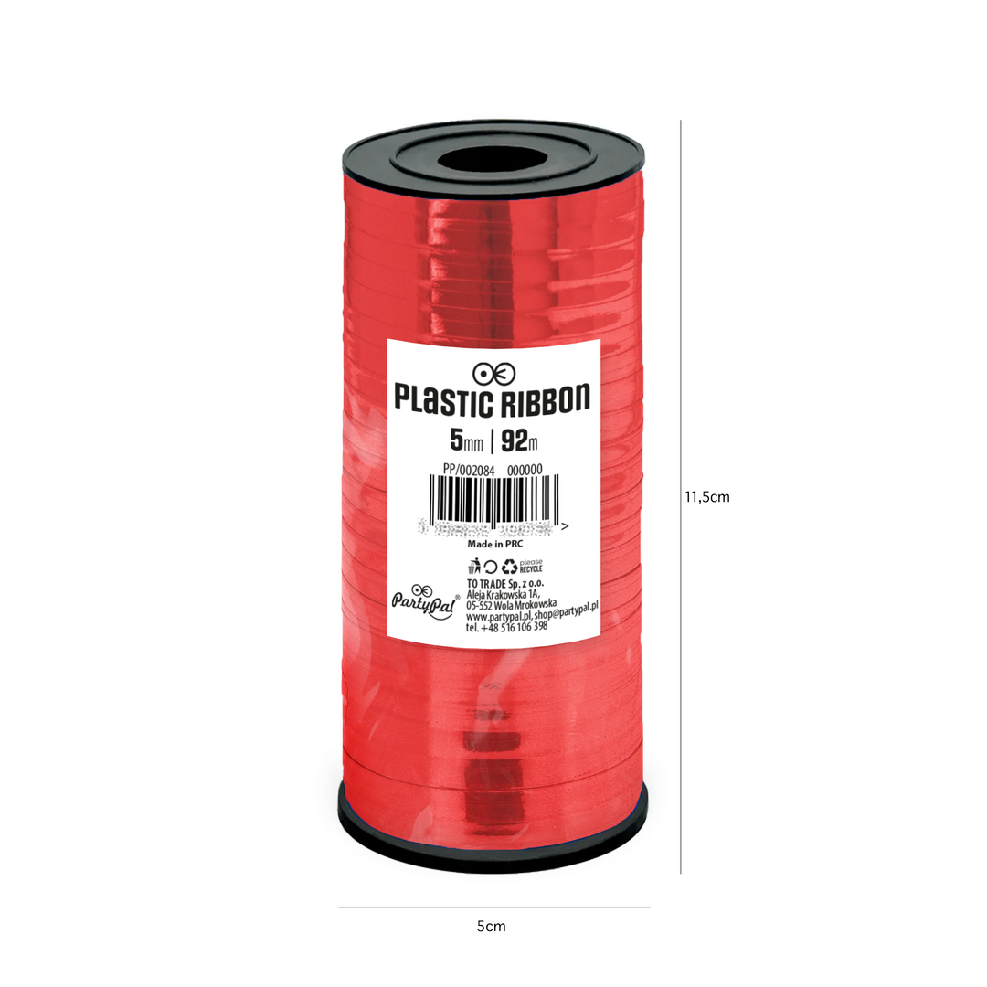 Glossy red plastic ribbon 92m