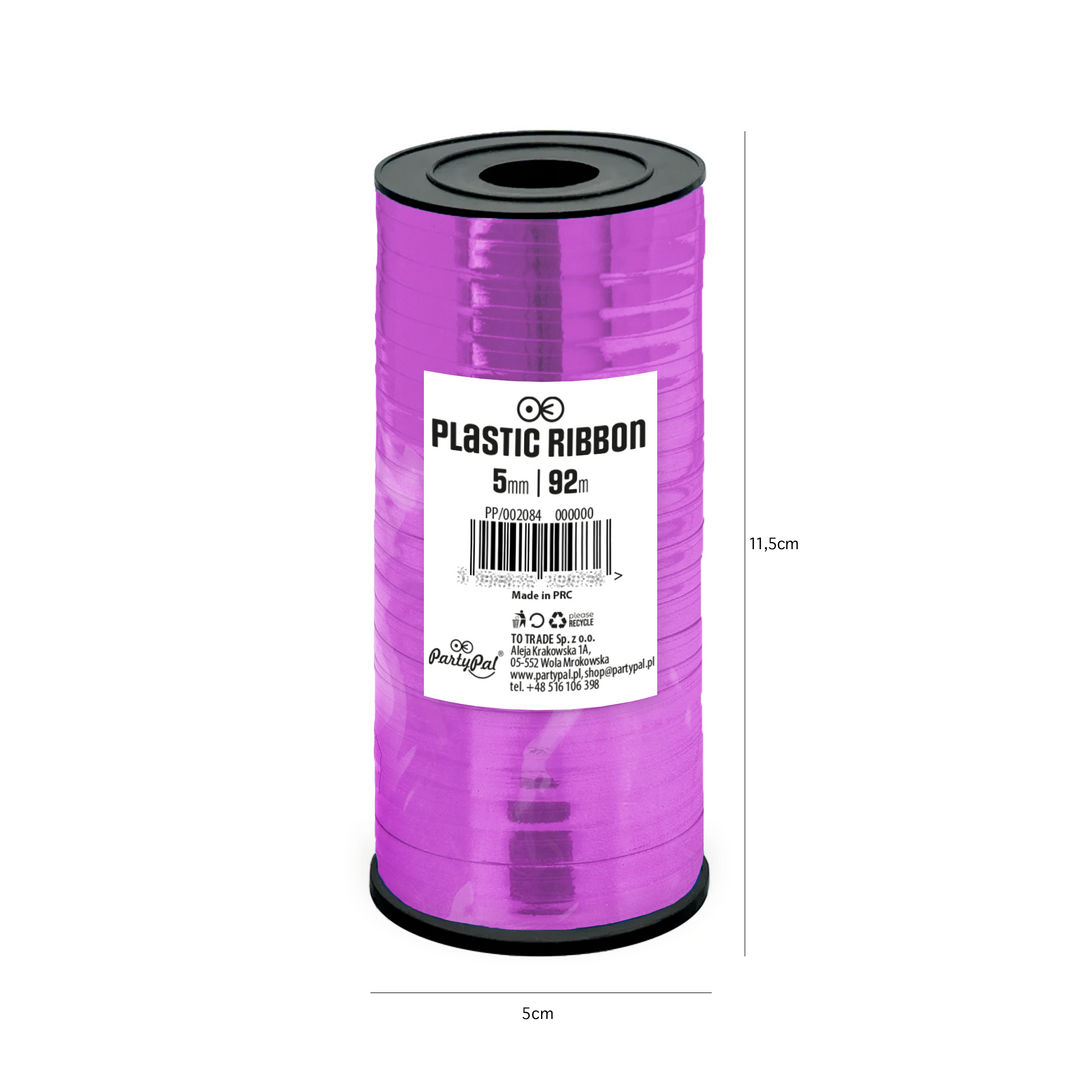 Shiny fuchsia plastic ribbon 92m