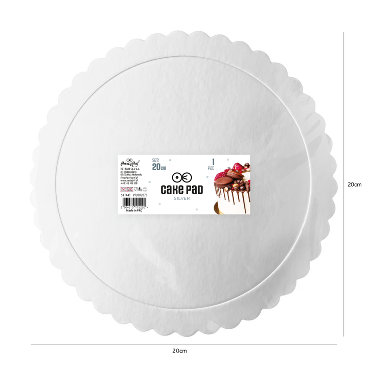 Tacka na ciasto okrągła srebrna 20cm 1szt.