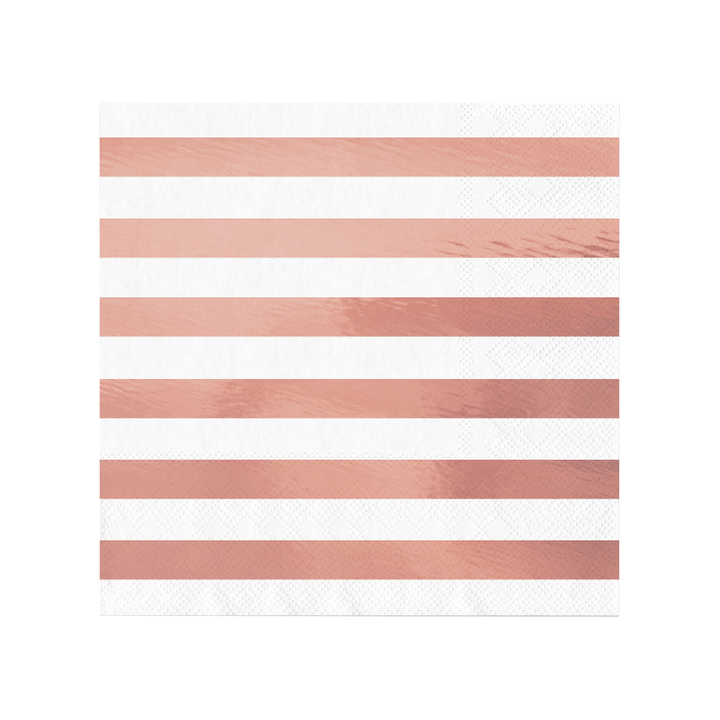 Serwetki białe w paski rose gold 10szt.