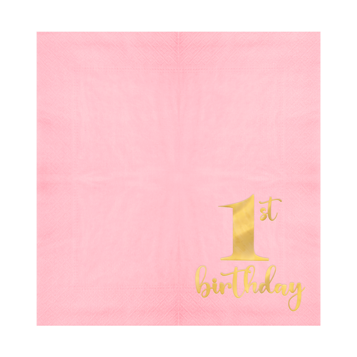 Serwetki 1st birthday różowe 10szt.