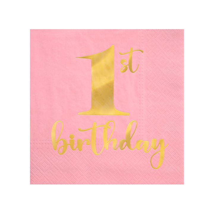 Serwetki 1st birthday różowe 10szt.